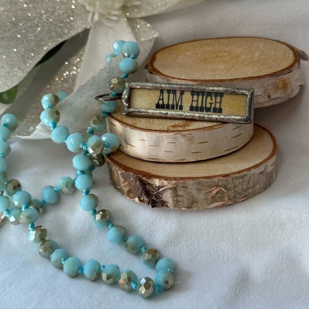 Aim High Beaded Necklace - Blue and Silver
